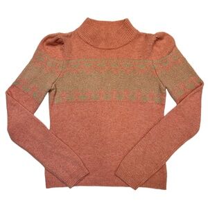 Generation Love Puff Sleeve Pink Mock Neck Wool Cashmere Blend Sweater Size XS